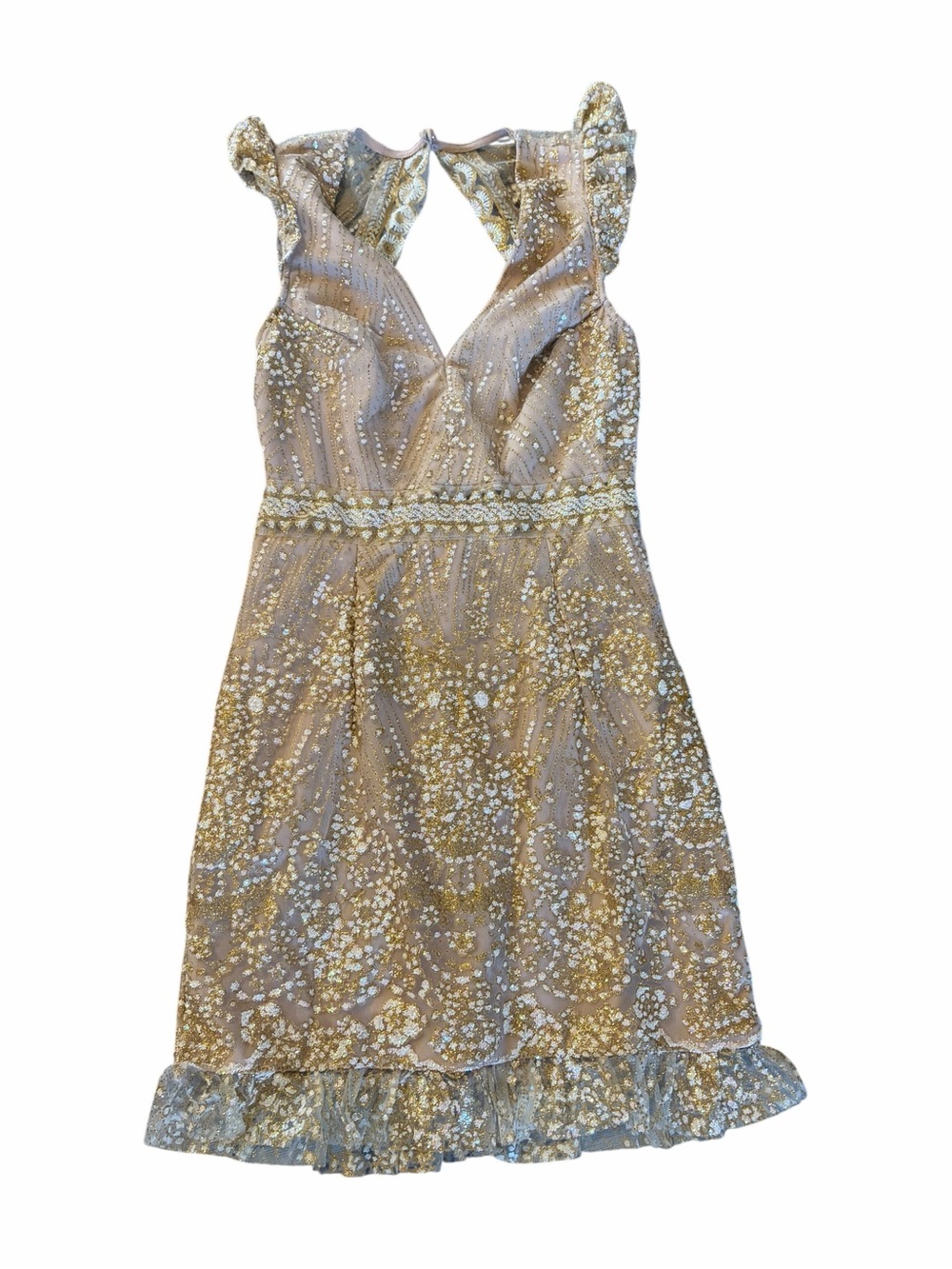 Hello Molly Match Me Sleeveless Mini Dress in Champagne Sequins Sz XS - Picture 3 of 9